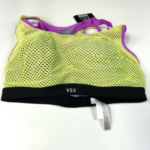 NEW Victorias Secret 32D Angel Sports Bra Purple Black Gray Underwire #3288